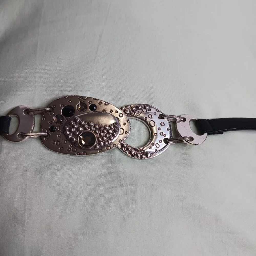 Chico's Vintage Women's Belt Size SM Skinny Buckle Belt Black Leather
